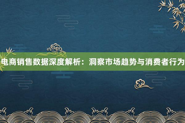 电商销售数据深度解析：洞察市场趋势与消费者行为